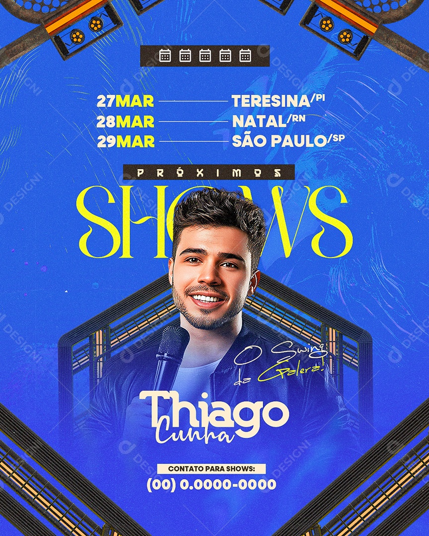 Flyer Próximos Shows Thiago Cunha Social Media PSD Editável