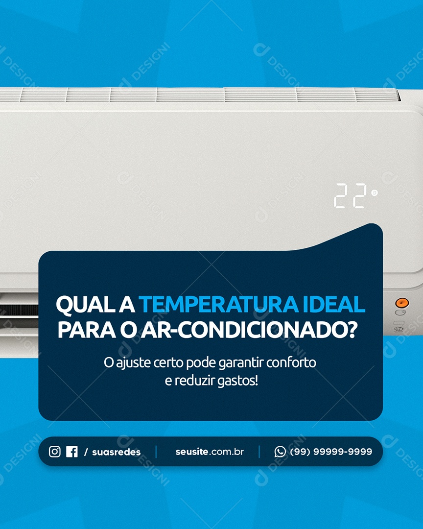 Ar Condicionado Qual a Temperatura Ideal Social Media PSD Editável