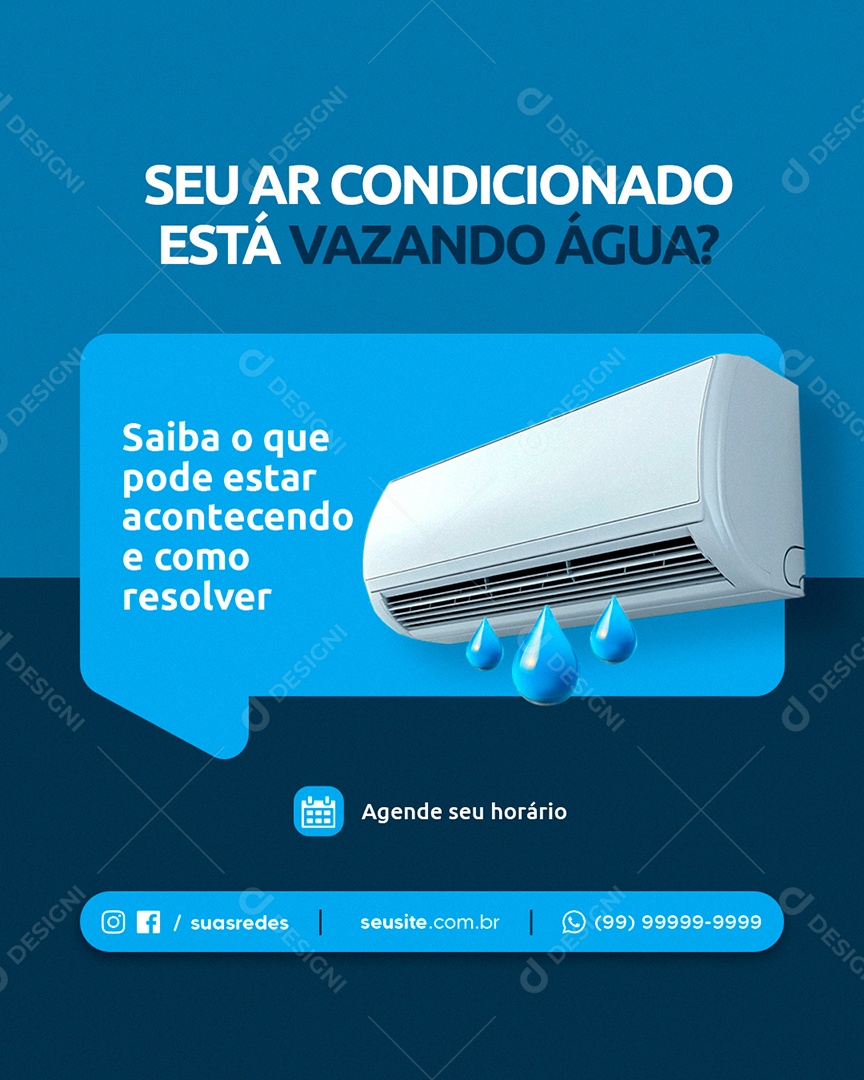 Seu Ar Condicionado Está Vazando Água Social Media PSD Editável