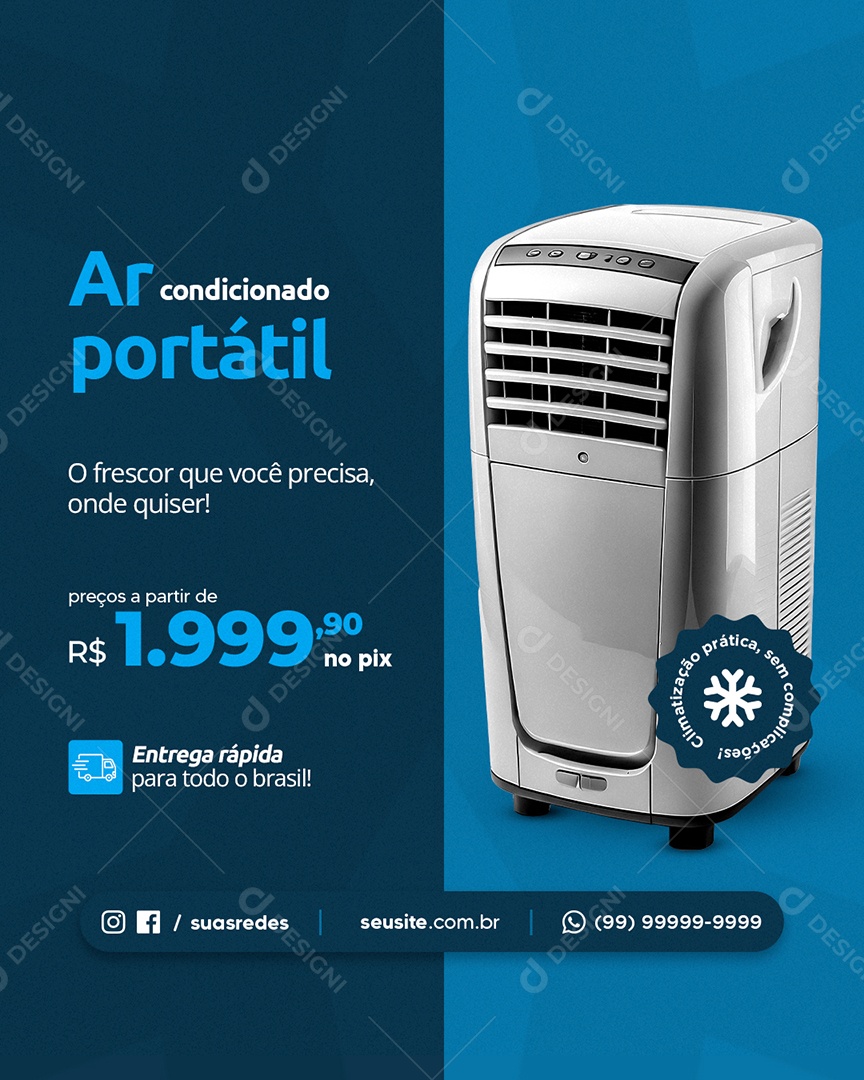 Ar Condicionado Portátil Social Media PSD Editável