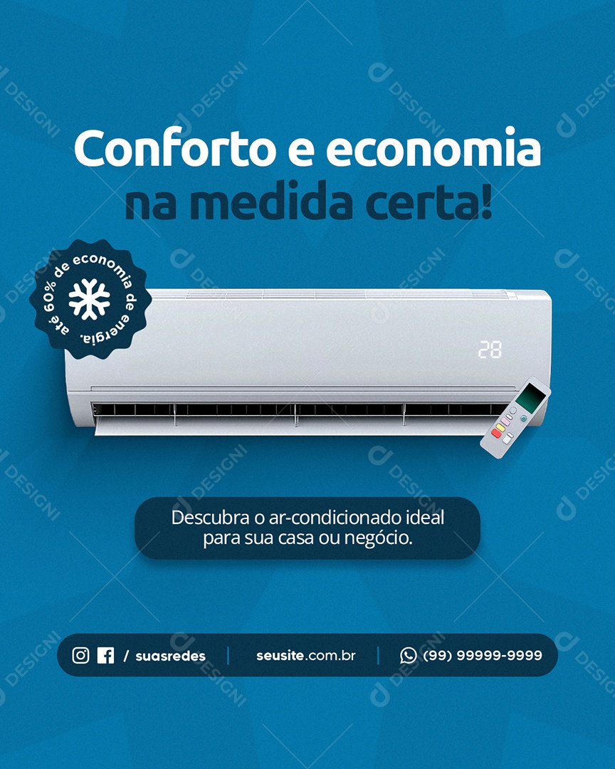 Ar Condicionado Conforto e Economia Social Media PSD Editável
