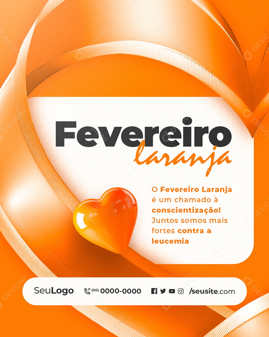 Fevereiro Laranja Conscientização Social Media PSD Editável