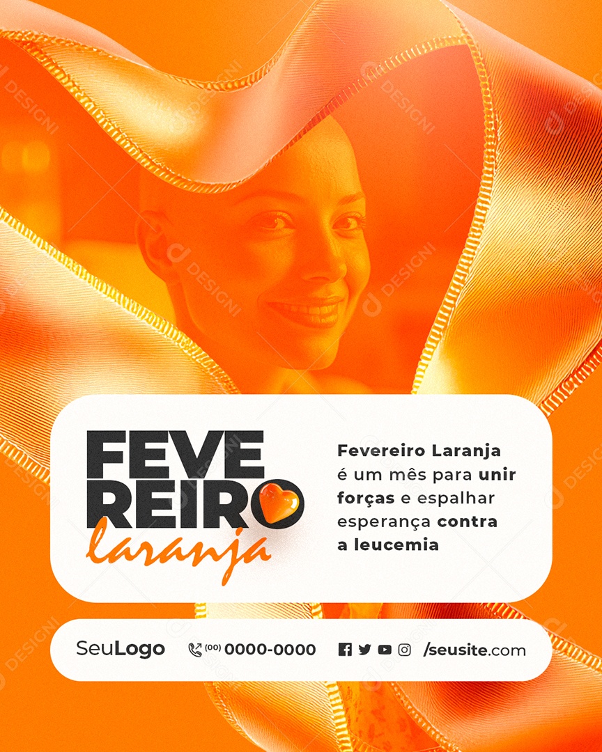 Fevereiro Laranja é Um Mês para Unir Forças Social Media PSD Editável