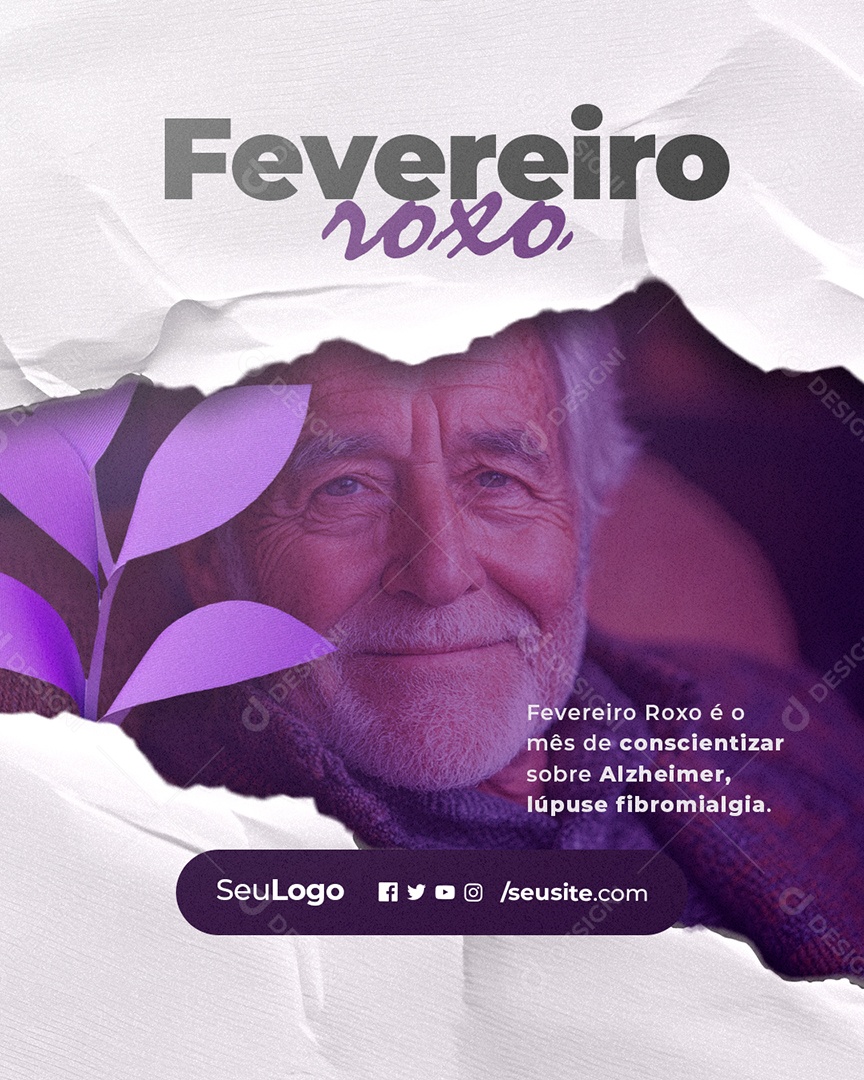 Fevereiro Roxo é o Mês de Concientizar Social Media PSD Editável