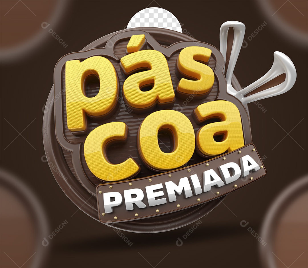 Páscoa Premiada Selo 3D Amarelo e Branco para Composição PSD