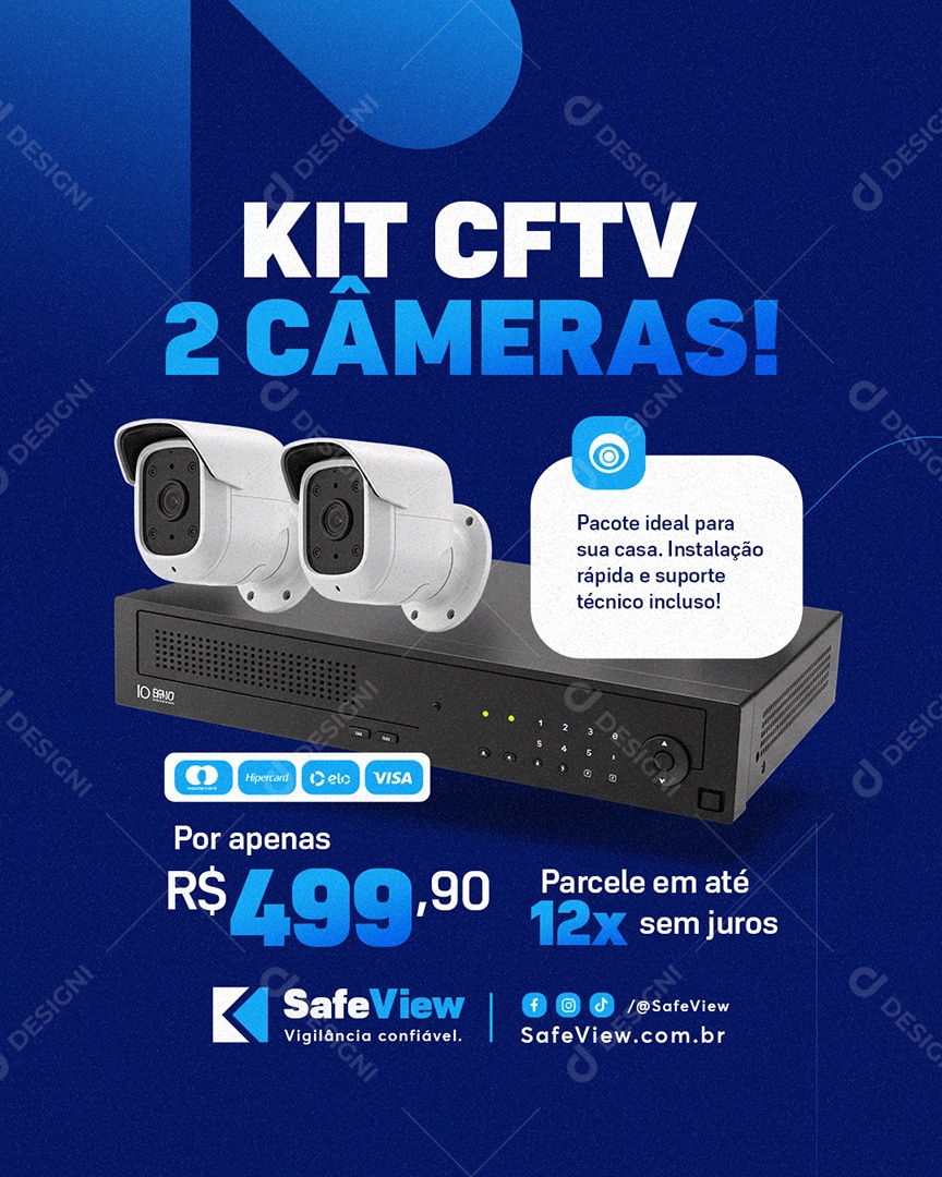 Kit CFTV Informática Duas Câmeras Social Media PSD Editável