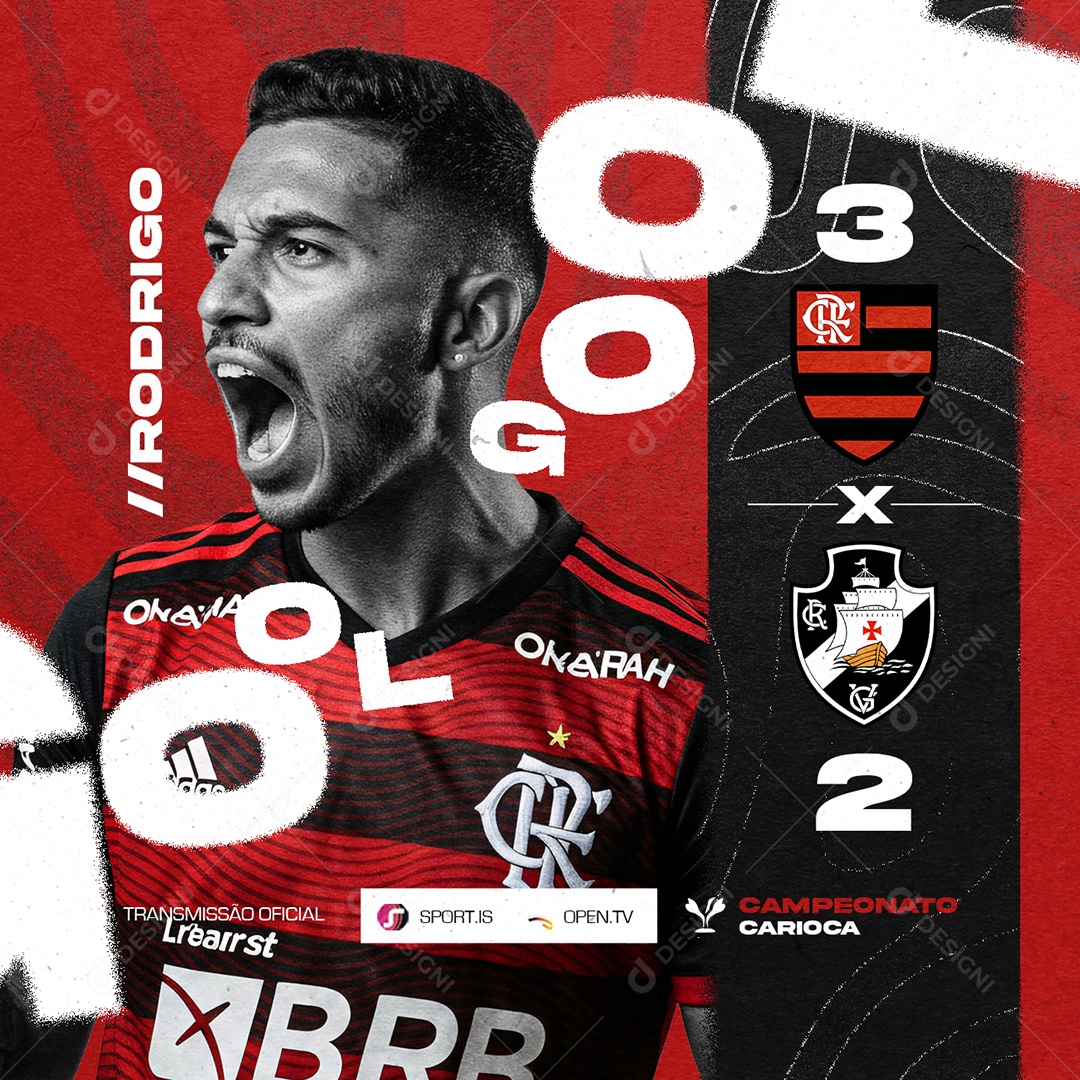 Campeonato Carioca Flamengo x Vasco Jogador Rodrigo Social Media PSD Editável