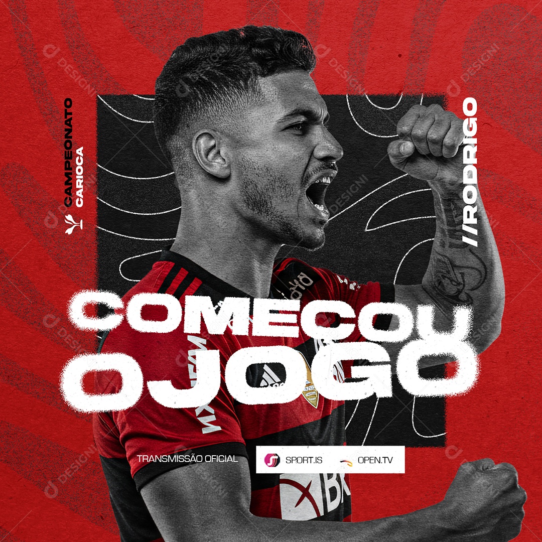 Campeonato Carioca Jogador Rodrigo Começou o Jogo Social Media PSD Editável