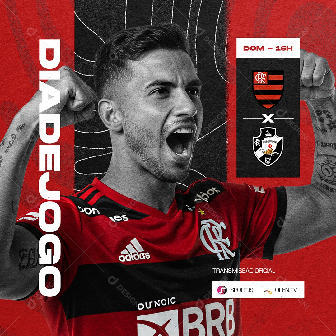 Campeonato Carioca Dia de Jogo Flamengo x Vasco Social Media PSD Editável