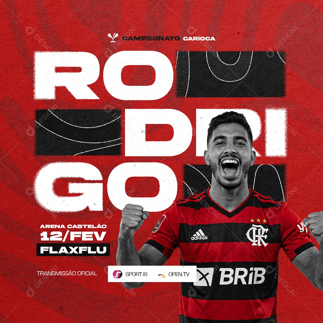 Campeonato Carioca Fla x Flu Joagador Rodrigo Social Media PSD Editável