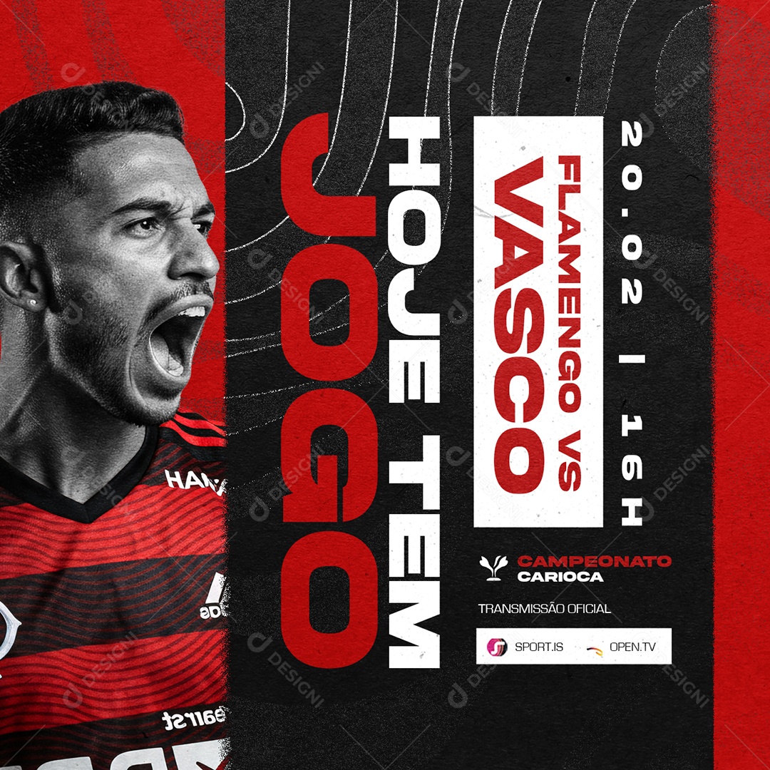 Campeonato Carioca Flamengo VS Vasco Hoje Tem Jogo Social Media PSD Editável