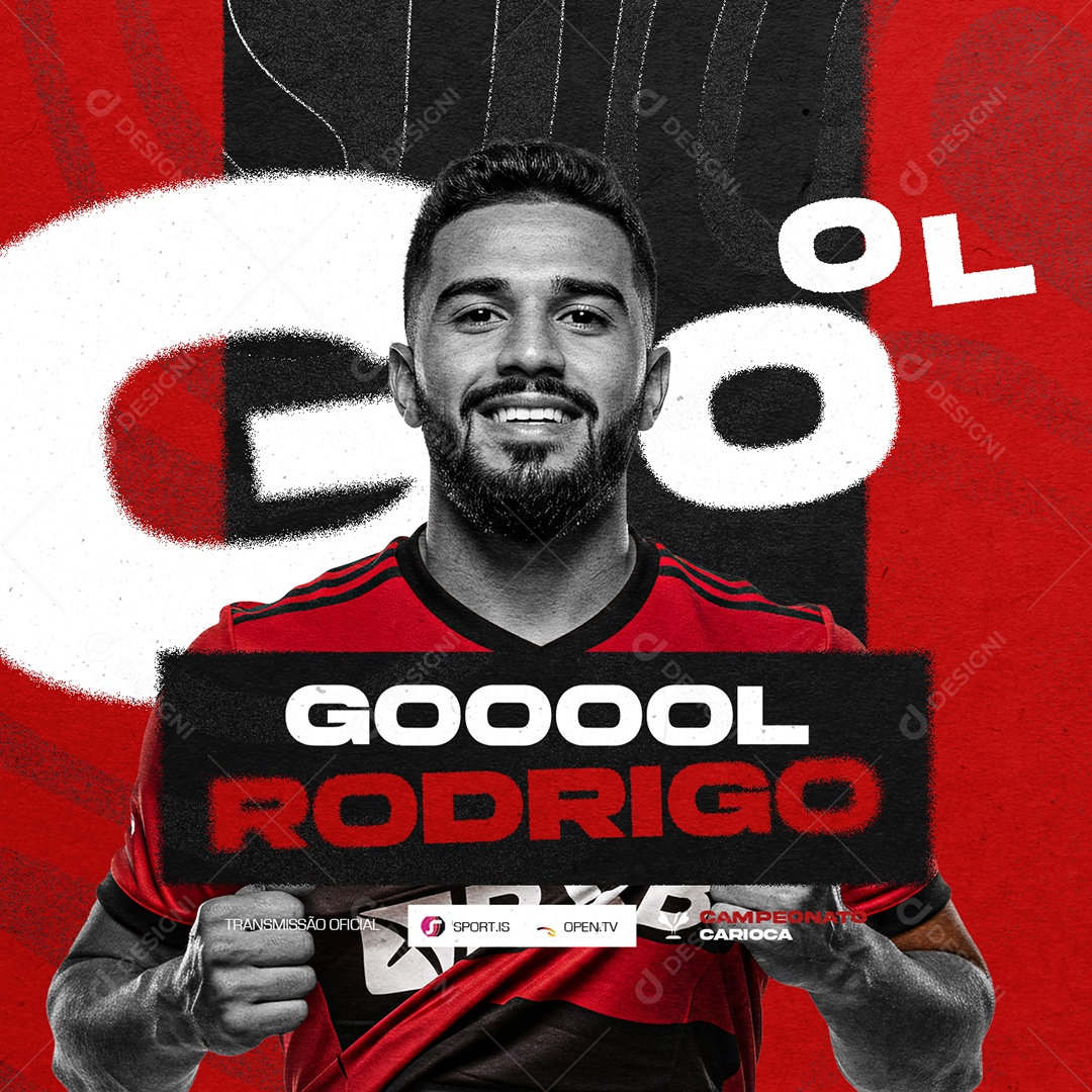 Campeonato Carioca Jogador Gool Rodrigo Social Media PSD Editável