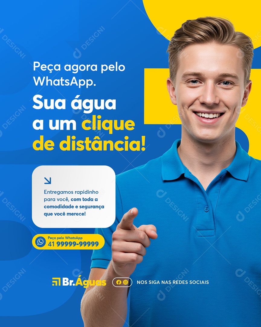 Revenda de Água Peça Agora Pelo WhatsApp Social Media PSD Editável