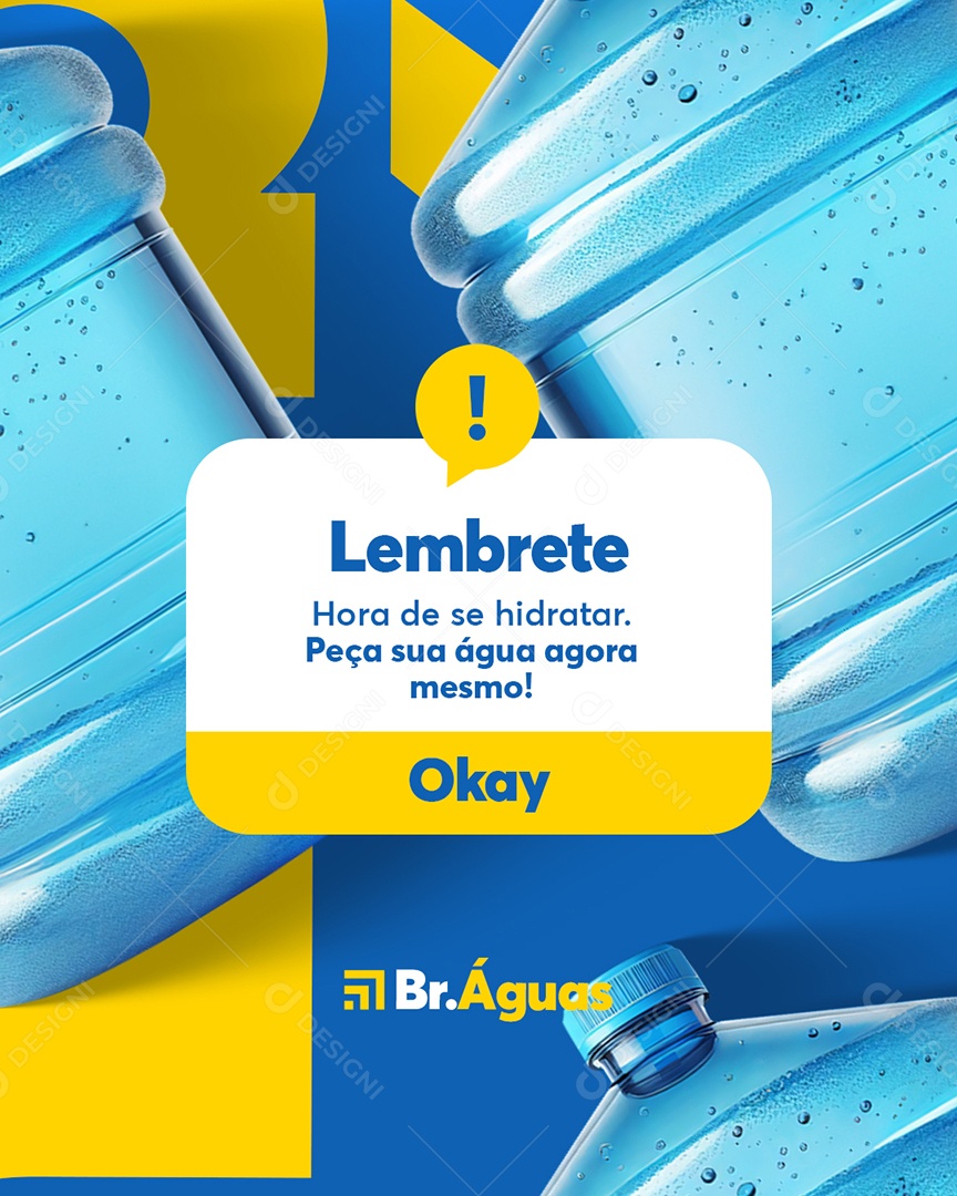 Revenda de Água Lembrete Okay Social Media PSD Editável