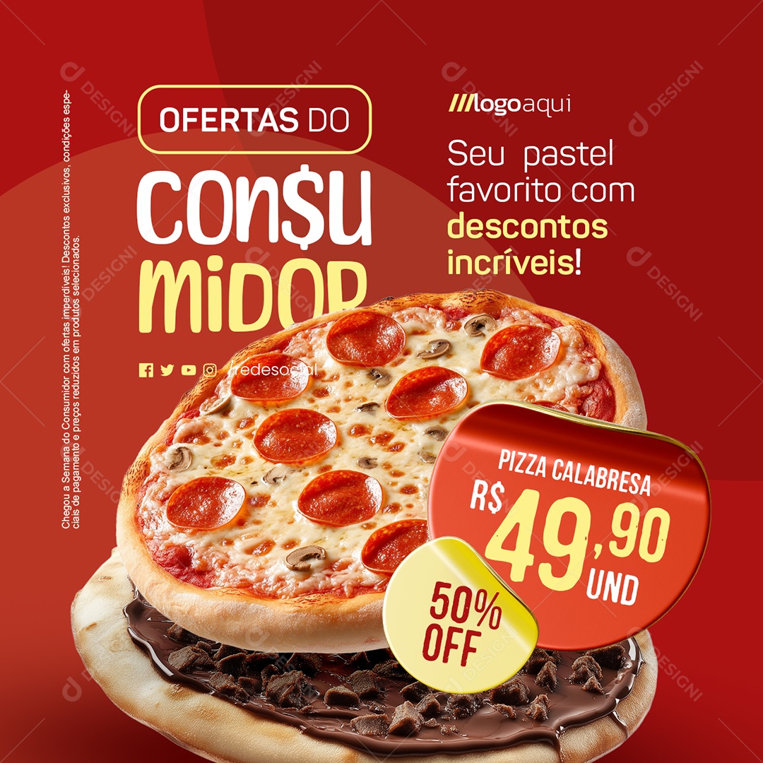 Dia do Consumidor Pizzaria Social Media PSD Editável