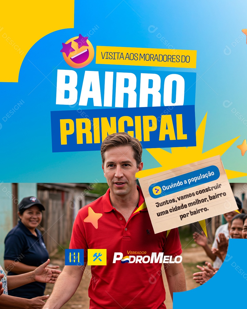 Vareador Visita Aos Moradores do Bairro Principal Social Media PSD Editável