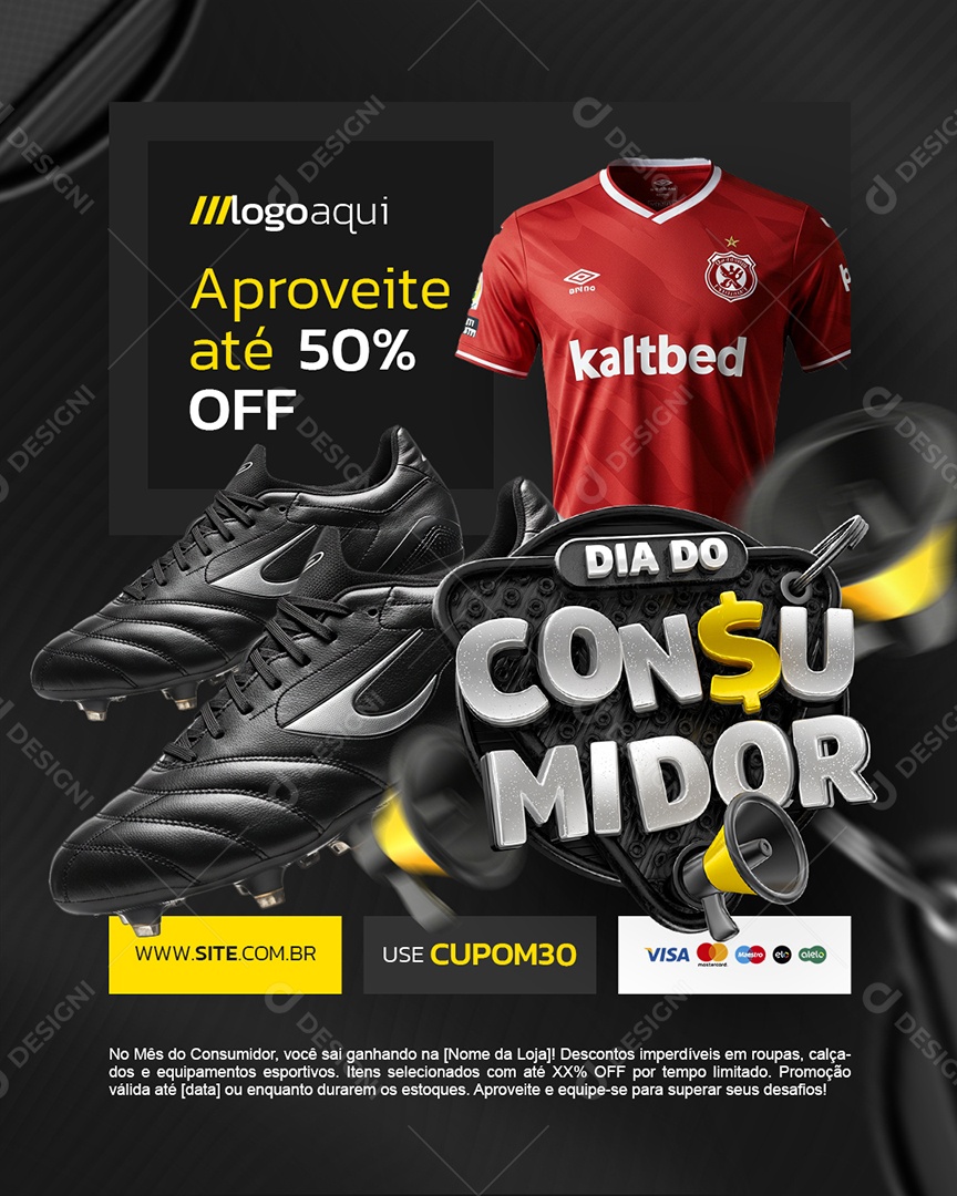 Dia Do Consumidor Loja de Esportivo Chuteira Camisa de Time Social Media PSD Editável