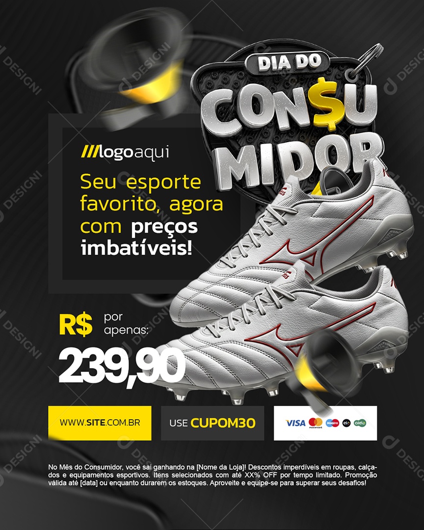 Dia Do Consumidor Loja de Esportivo Chuteira Preços Imbatíveis Social Media PSD Editável
