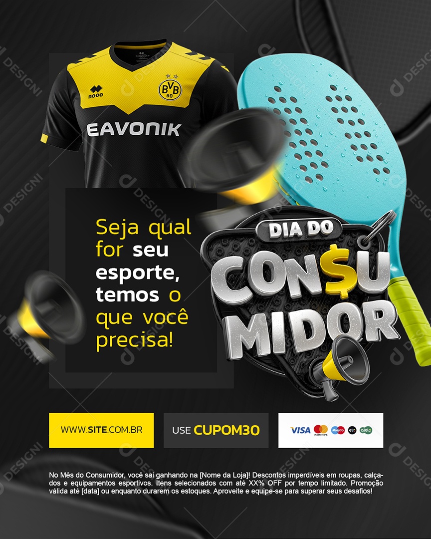 Dia Do Consumidor Loja de Esportivo Seja Qual For Social Media PSD Editável
