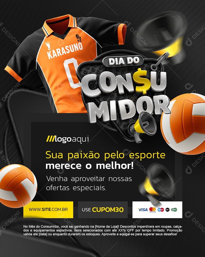 Dia Do Consumidor Loja de Esportivo Sua Paixão Pelo Esporte Social Media PSD Editável