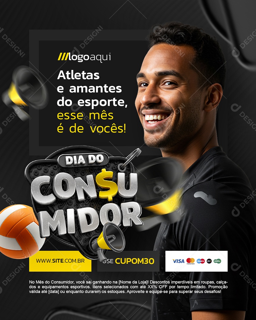Dia Do Consumidor Loja de Esportivo Atletas e Amantes Basquete Social Media PSD Editável