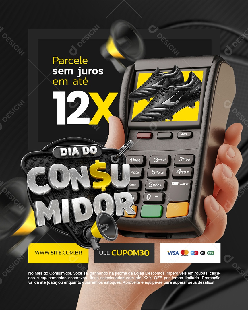 Dia Do Consumidor Loja de Esportivo Chuteira Social Media PSD Editável