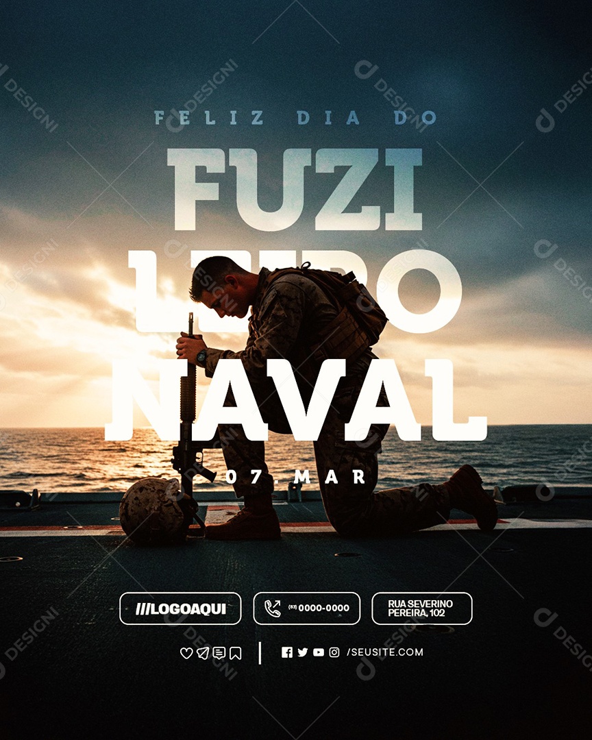Feliz Dia do Fuzileiro Naval 07 de Março Social Media PSD Editável
