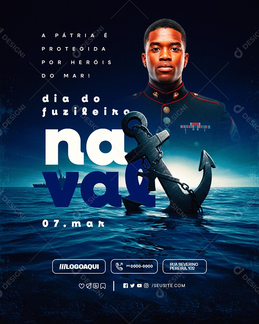 Dia do Fuzileiro Naval 07 de Março A Pátria é Protegida Social Media PSD Editável
