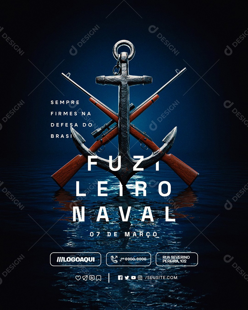 Dia do Fuzileiro Naval 07 de Março Sempre Firmes Social Media PSD Editável