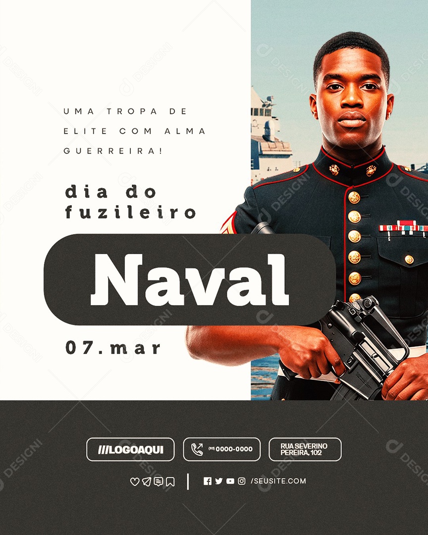 Dia do Fuzileiro Naval 07 de Março Uma Tropa de Elite Social Media PSD Editável