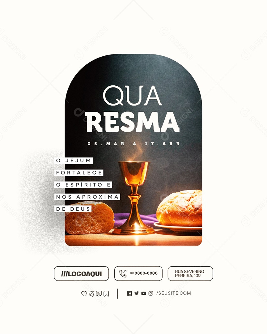 Quaresma 05 de Março a 17 de Abril Social Media PSD Editável