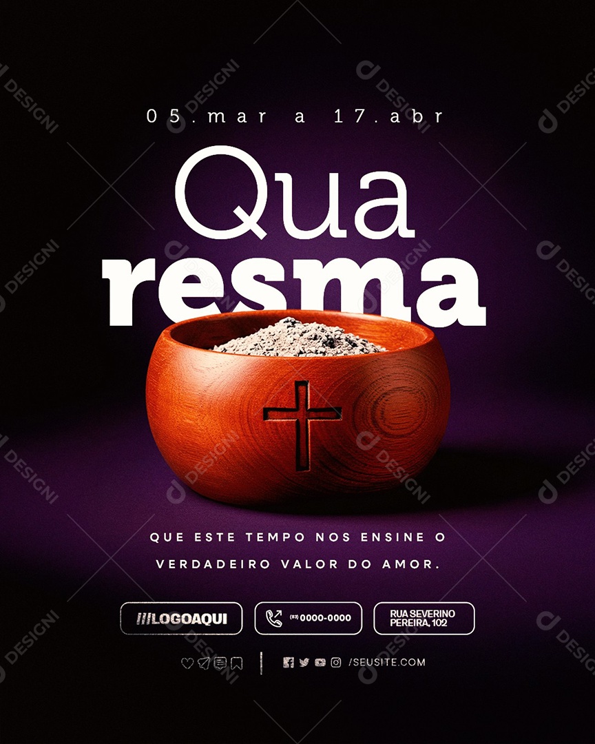 Quaresma 05 de Março a 17 de Abril Social Media PSD Editável