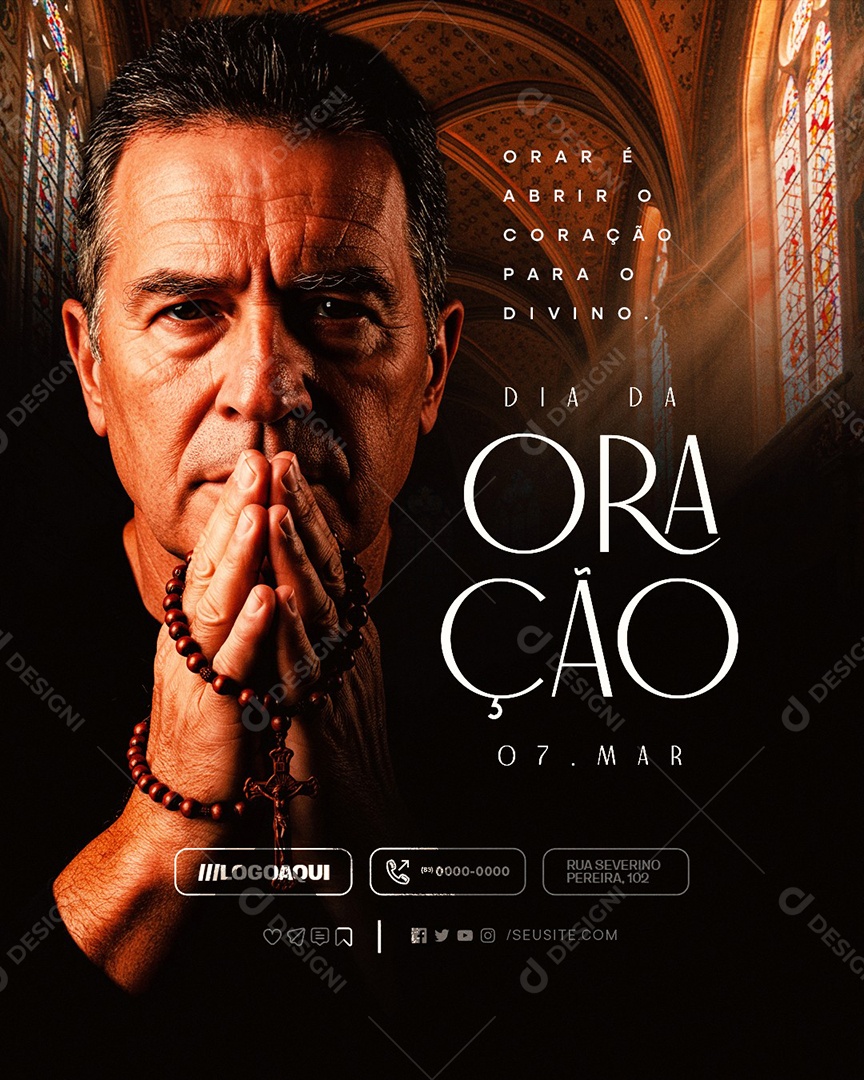 Dia da Oração 07 de Março Abrir o Coração Para o Divino Social Media PSD Editável