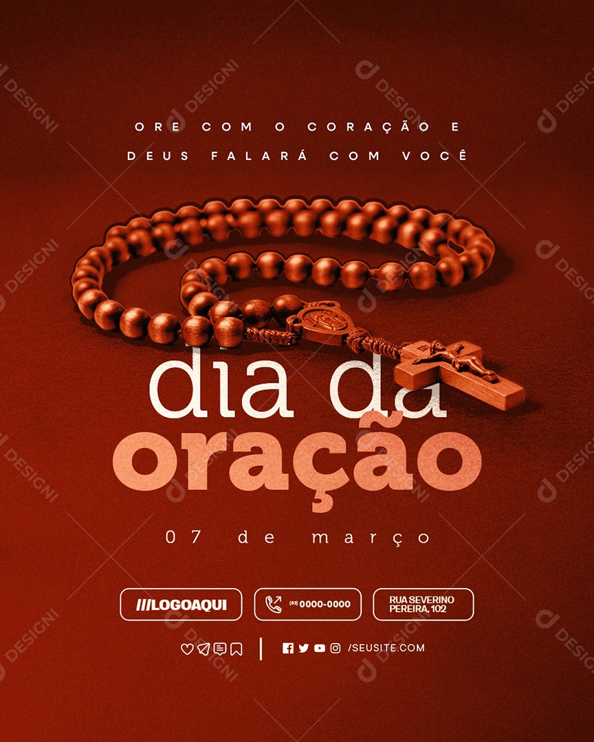 Dia da Oração 07 de Março Ore Com o Coração Social Media PSD Editável