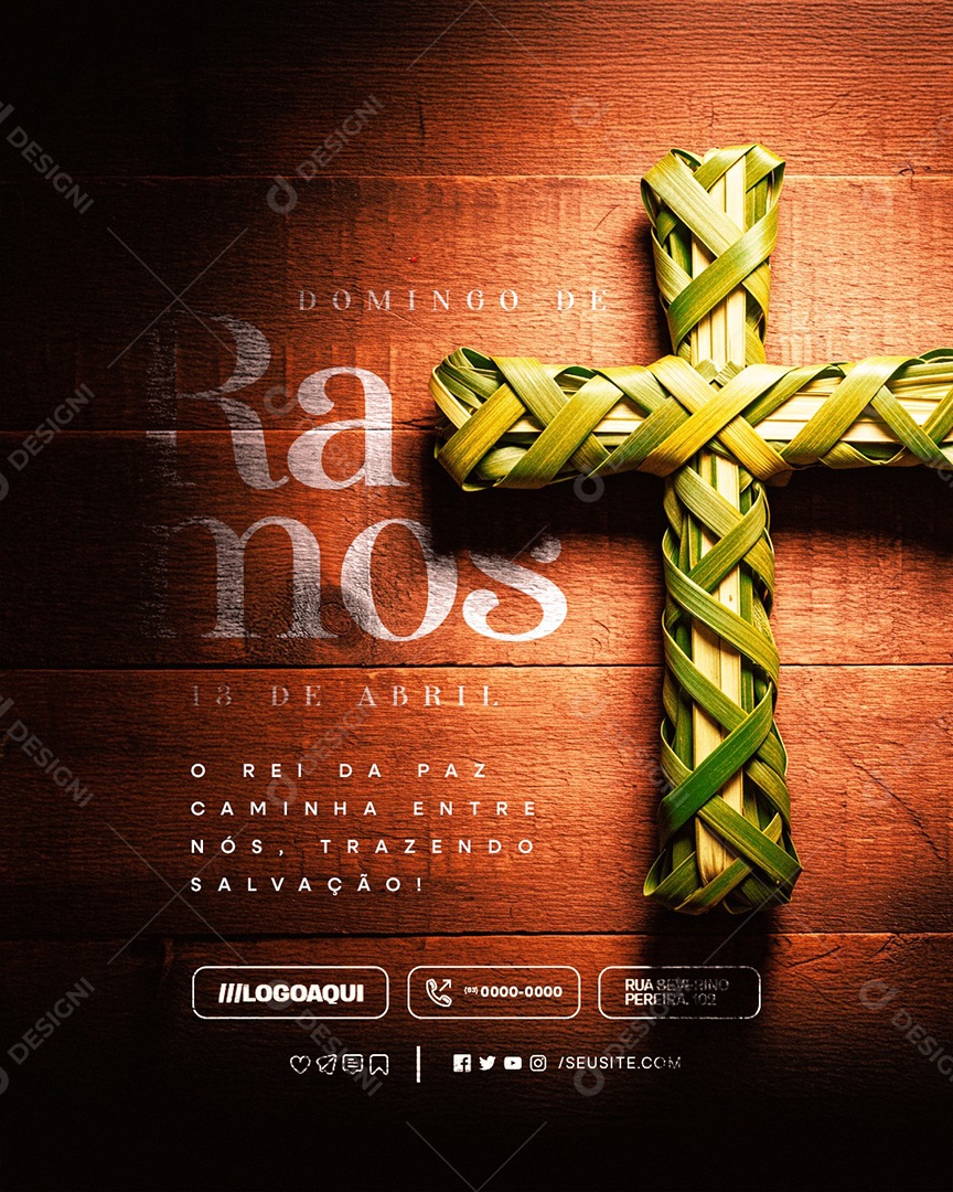 Domingo de Ramos 13 de Abril O Rei da Paz Social Media PSD Editável