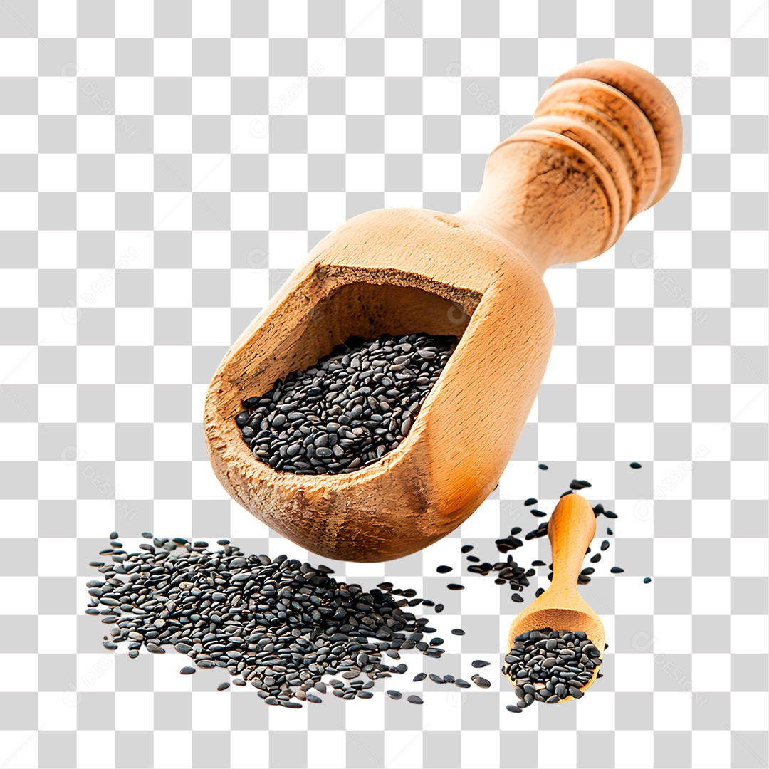 Colher Pau com Gergelim PNG Transparente