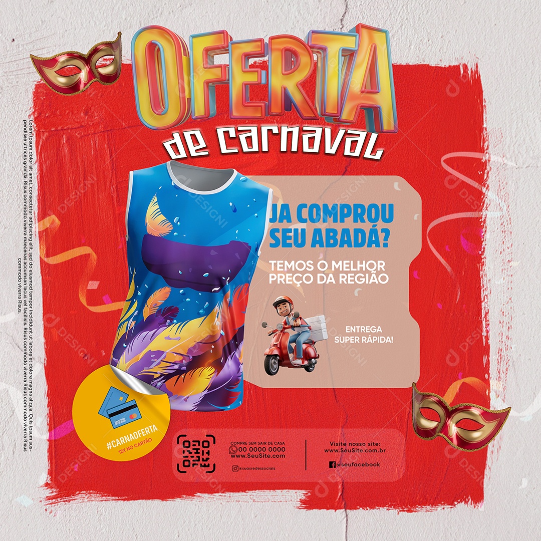 Abadá Oferta de Carnaval Social Media PSD Editável