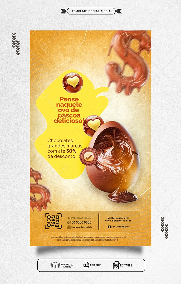 Story Doceria Páscoa Chocolates Grandes Marcas Social Media PSD Editável