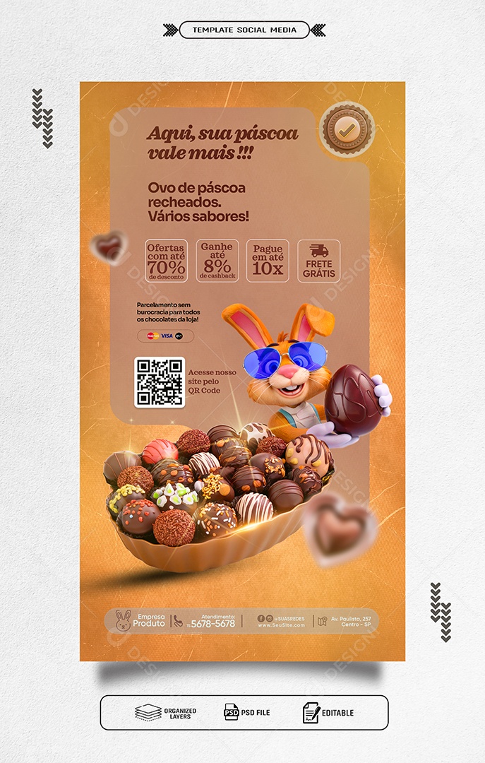Story Doceria Aqui Sua Páscoa Vale Mais Social Media PSD Editável