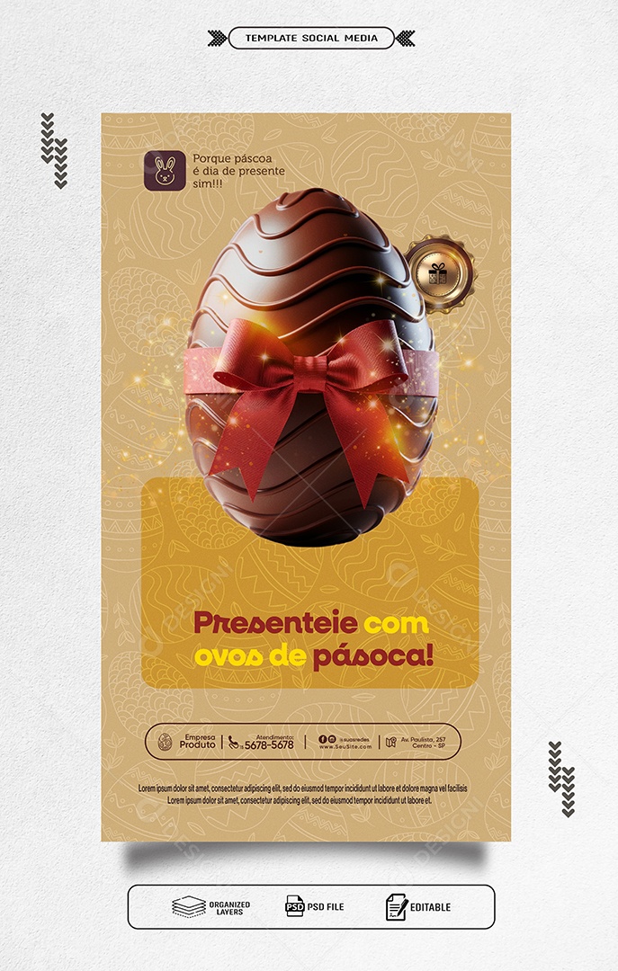 Story Doceria Presenteie com Ovos de Páscoa Social Media PSD Editável