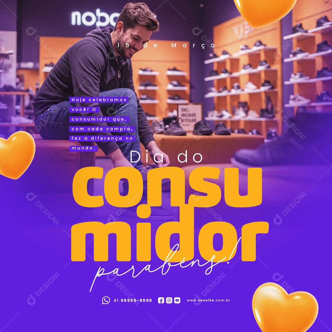 Dia do Consumidor 15 de Março Parabéns Social Media PSD Editável