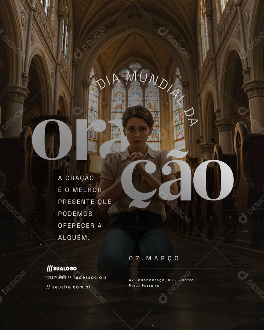 Dia Mundial da Oração 07 de Março é o Melhor Presente Social Media PSD Editável