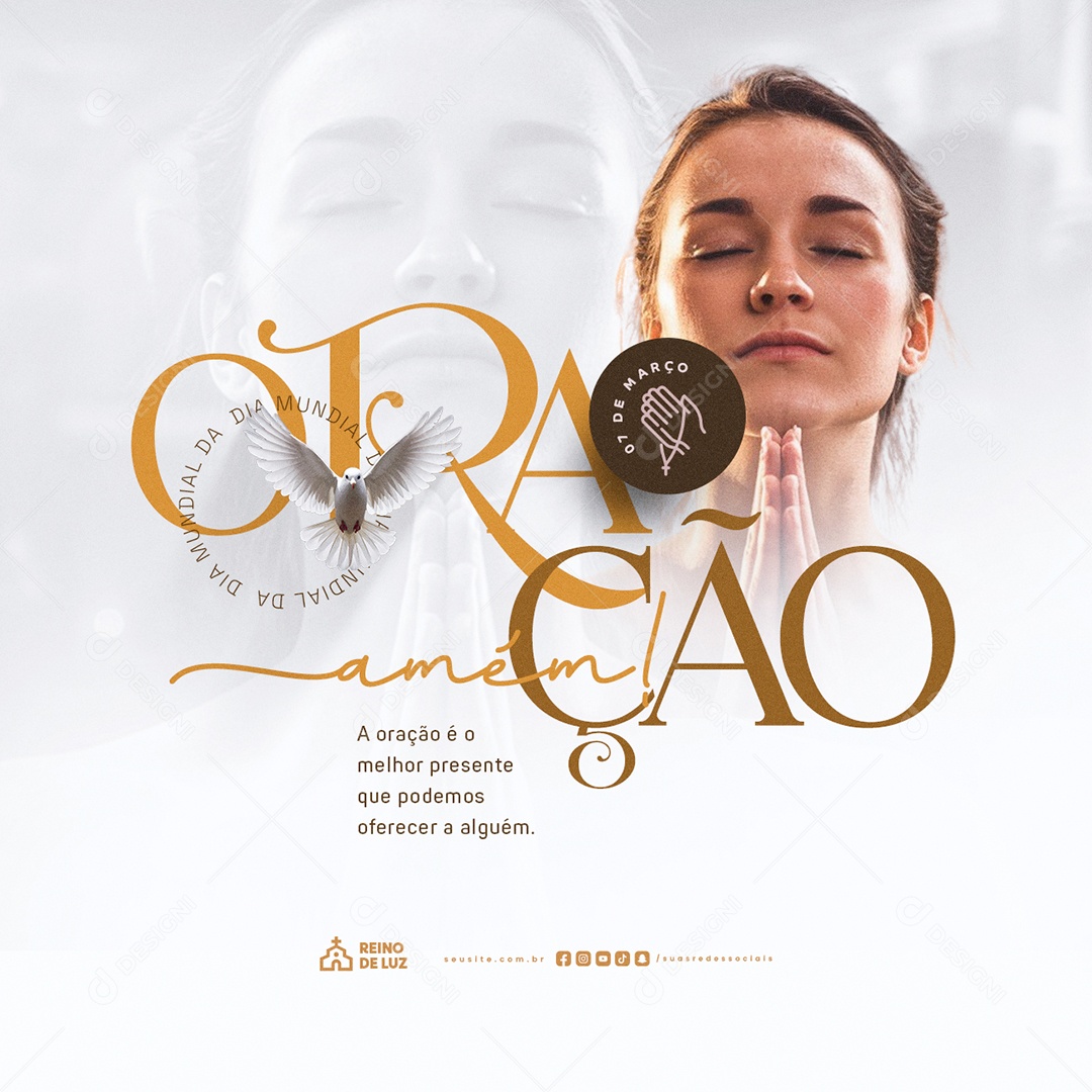 Dia Mundial da Oração 07 de Março Amém Social Media PSD Editável