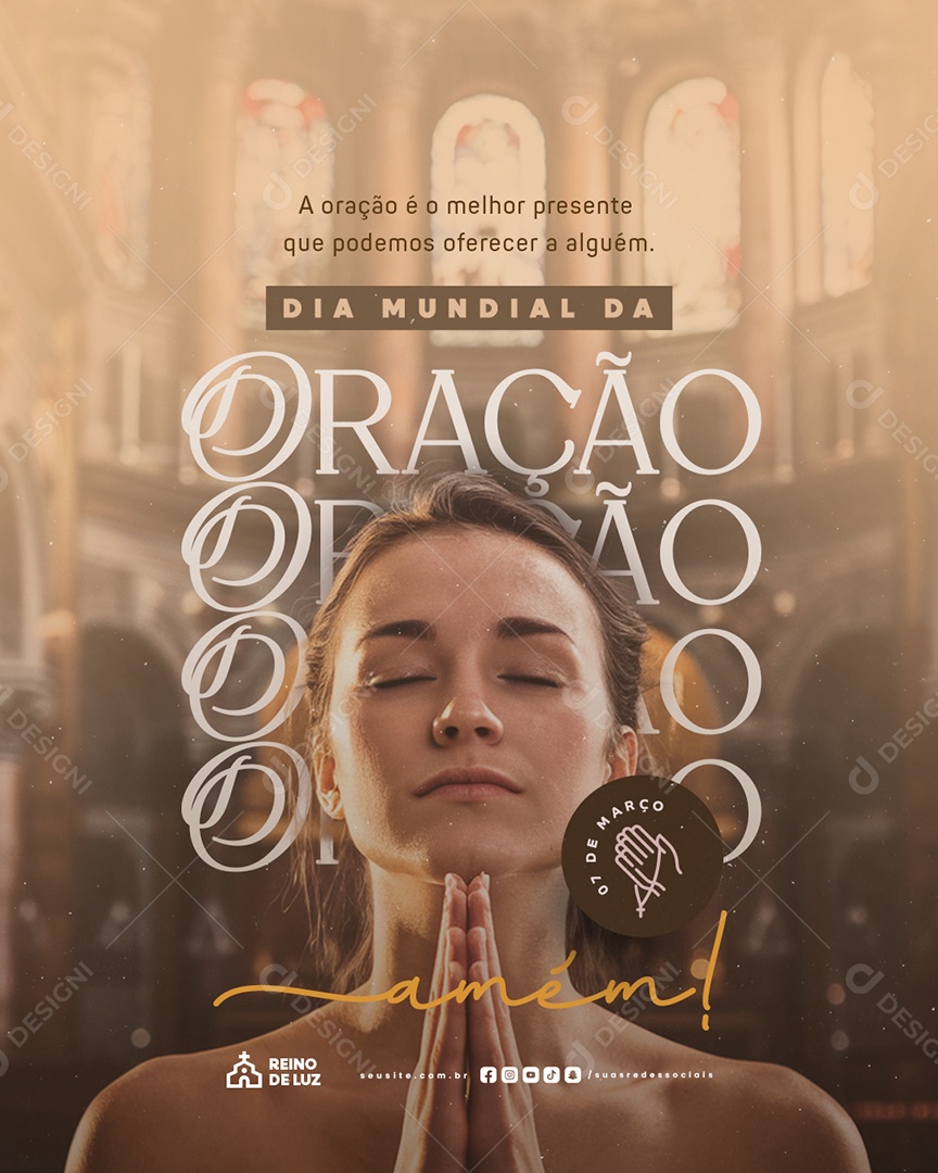Dia Mundial da Oração 07 de Março é o Melhor Presente Social Media PSD Editável