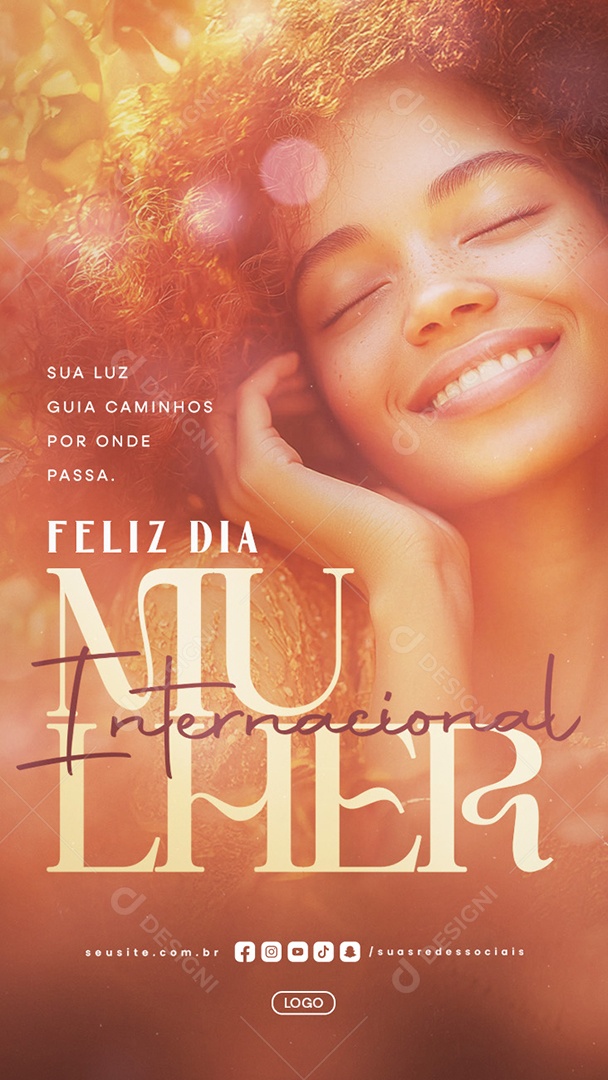 Story Dia Internacional da Mulher 08 de Março Parabéns Social Media PSD Editável