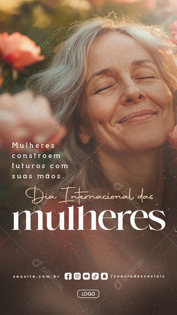Story Dia Internacional das Mulheres 08 de Março Parabéns Social Media PSD Editável