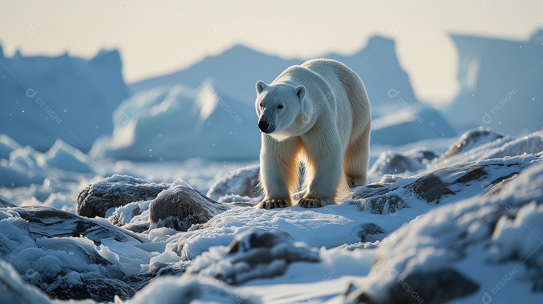 Grande urso polar branco em seu habitat natural