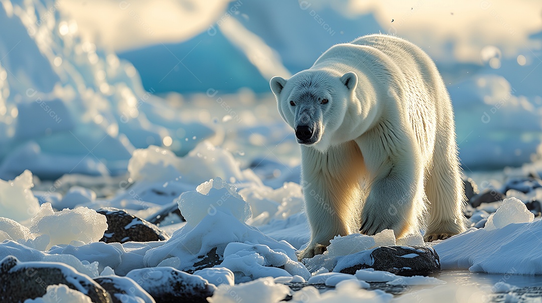 Grande urso polar branco em seu habitat natural