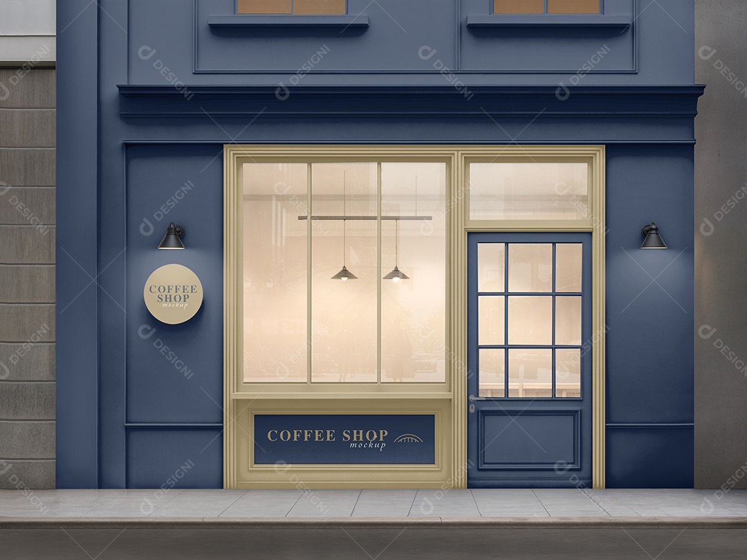 Mockup Cafeteria Fachada PSD Editável