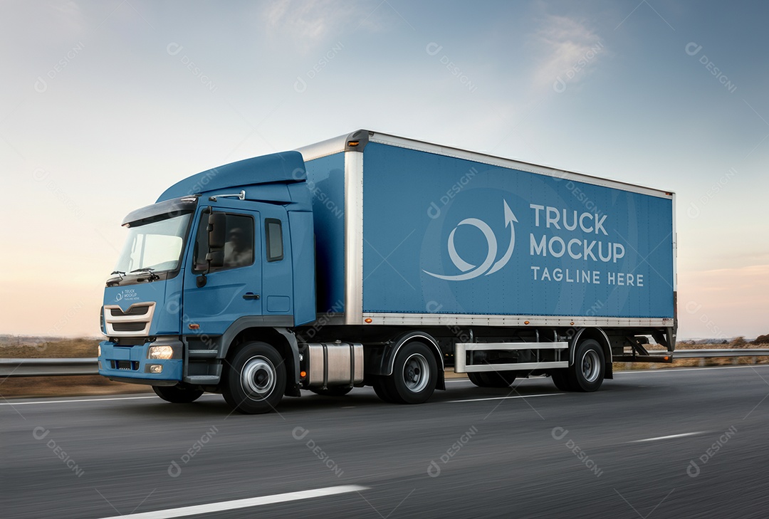 Mockup Caminhão Baú PSD Editável